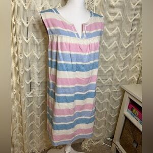 Southern Tide Linen Cotton Striped Sleeveless Shift Dress Pink Blue White Sz 4